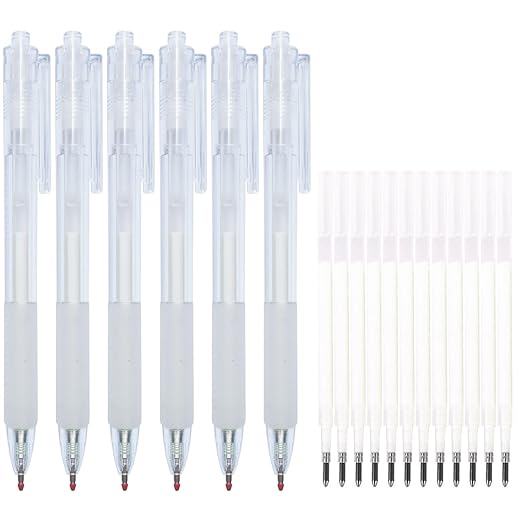 Ball Point Glue Pen, 6 pcs Quick Dry Glue Pens with 12 Refills, Apply Glue Like Writing, Easy Use Precise Control, Fine Tip Glue Pens for Crafting, Scrapbooking, Card Making, Foil Calligraphy, White