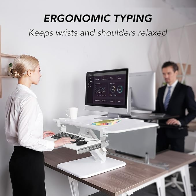 AX WABER Keyboard Tray Under Desk Pull Out with Extra Sturdy C Clamp Mount System, 27.3 (32.5 inch Including Clamps) x 11 Inch Slide-Out Platform Computer Drawer for Typing White AX01WW01