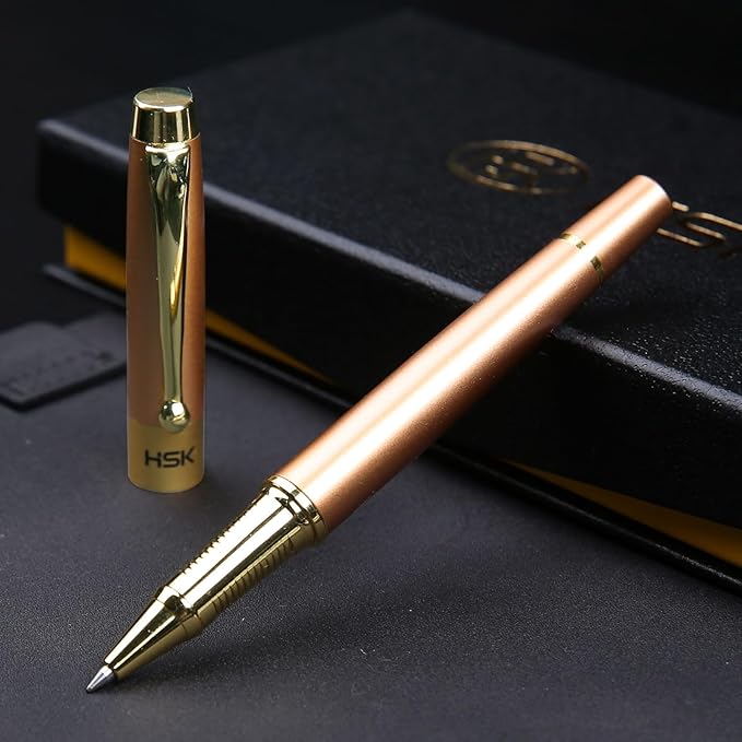 HSK Ballpoint Pens Luxury gift Pen Black Refill Line width 0.5mm,Best Ball Pen Gift Set for Men & Women Professional Executive,Office,Nice Pens Classy Gift Box (Rose gold)