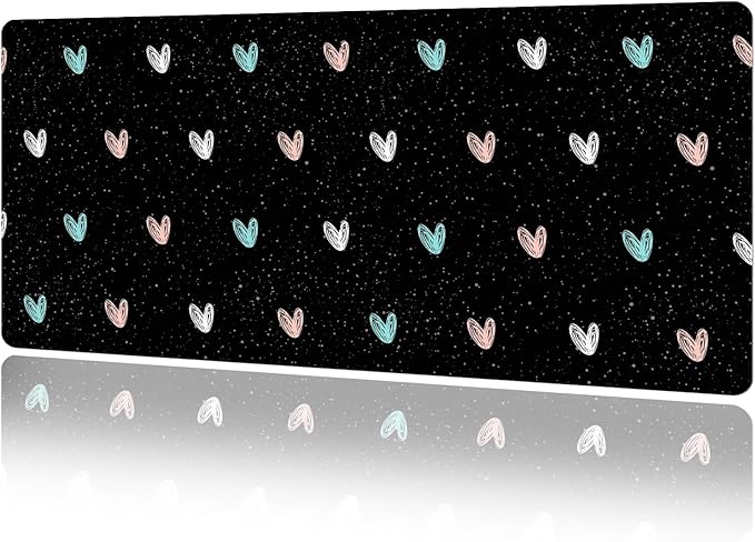 MAYCARI Cute Desk Mat Cartoon Desk Pad Mouse Pad Kawaii Large Love Heart Gaming Mousepad XXL Laptop Keyboard Desktop Writing Pad for Girls Students 31.5"X15.7"