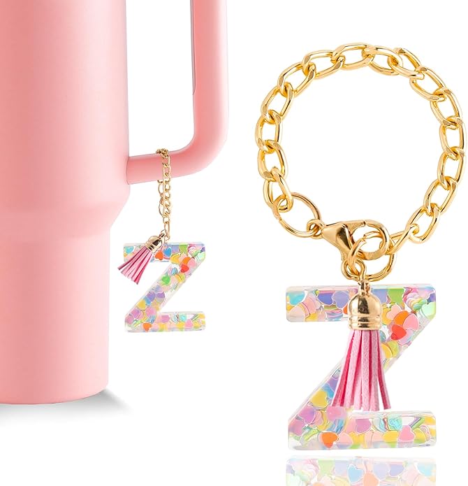 Letter Charm Accessories for Stanley Cup 1 PCS Cute Initial Keychain Handle Charm for Stanley Tumbler for Women