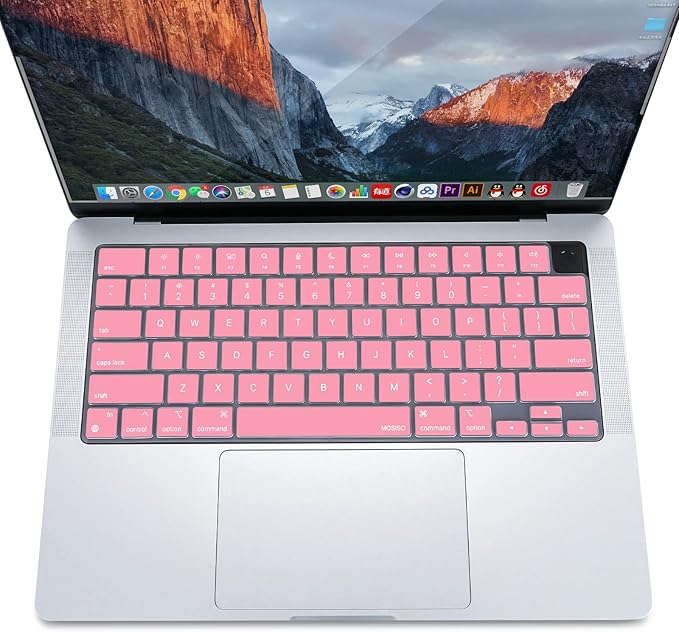 MOSISO Keyboard Cover Skin Compatible with MacBook Air 15 inch M3 A3114 M2 A2941/Air 13.6 A3113 A2681/Pro 14/16 M4 M3 M2 M1, Pink