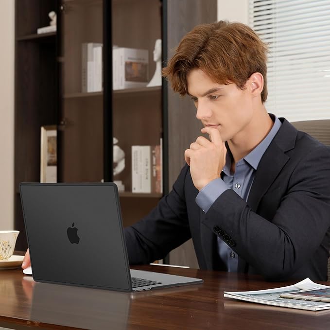 MOSISO Compatible with MacBook Air 13 inch Case 2025-2022 M4 A3240 M3 A3113 M2 A2681, Soft TPU Frame Bumper Anti-Cracking Hard Case&Keyboard Skin&Screen Film for MacBook Air 13.6 inch, Black