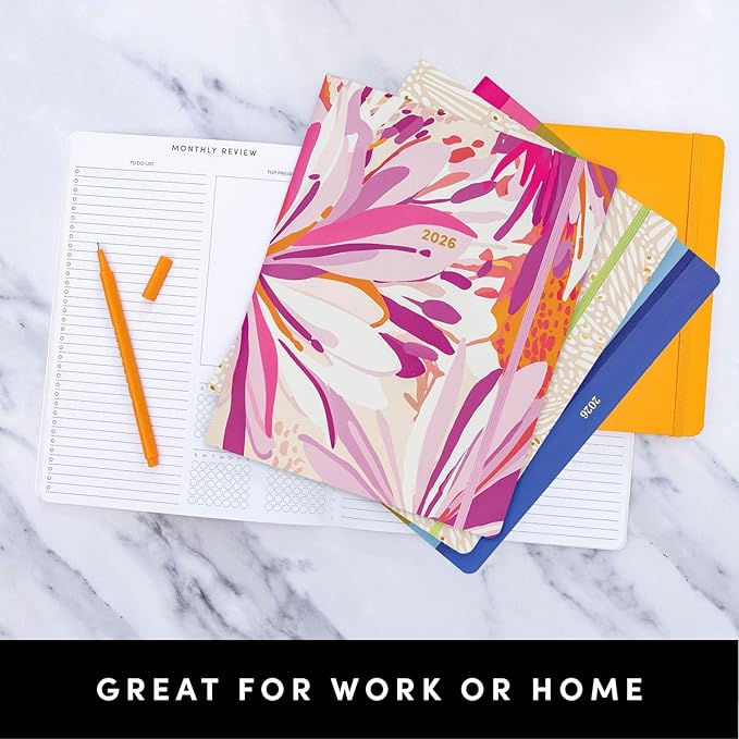 PAPERAGE 2026 Monthly Planner, 12 Months (January 2026 - December 2026), 8 in x 10 in, 2026 Planner with Large Monthly Spreads & Calendar Views, Note Pages, To Do Lists & Trackers, – Bright Stripes