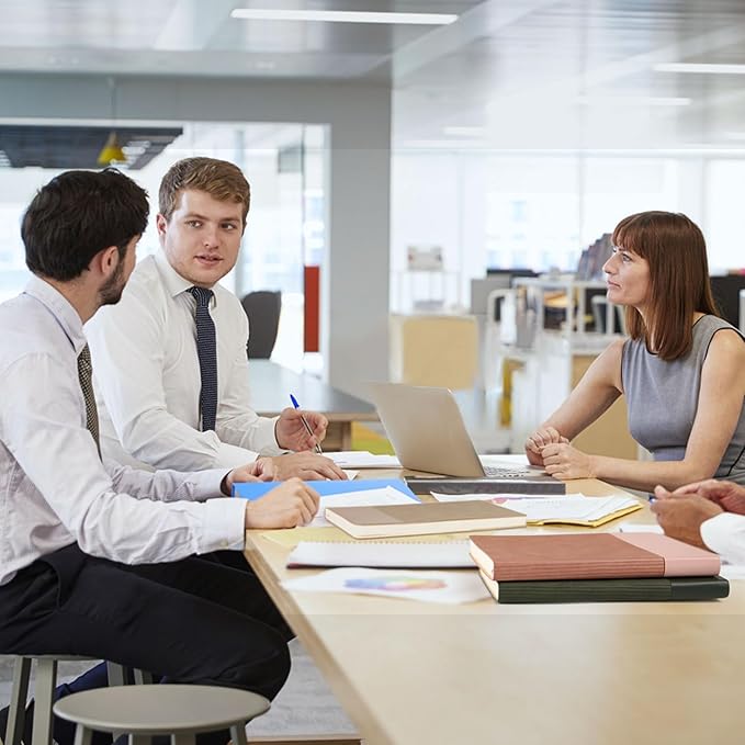 Lined Journal Notebook for Work College Ruled Note Book 7.2"x9.6" B5 PU Leather Daily Journaling 160 Pages for Women Men Writing Home School Supplies Business (Khaki/Green)