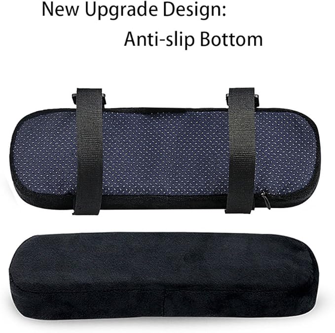 Memory Foam Chair Armrest Pad, Comfy Office Chair Arm Rest Cover for Elbows and Forearms Pressure Relief(Set of 2)