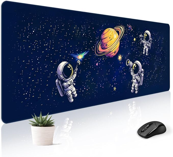 Mousepad Desk Mat Gaming Large Keyboard Cute Office Desktop Computer Laptop XXL Long Big Kawaii Aesthetic Girly Pretty Design Women Girl Gamer Oversized Wide 30x12'' Mousepad, Astronaut