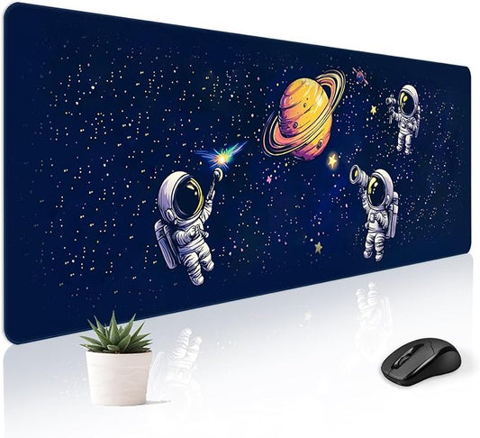 Mousepad Desk Mat Gaming Large Keyboard Cute Office Desktop Computer Laptop XXL Long Big Kawaii Aesthetic Girly Pretty Design Women Girl Gamer Oversized Wide 30x12'' Mousepad, Astronaut