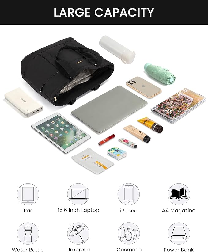 LOVEVOOK Tote Bag for Women，Lightweight Work Bag for Teacher, 15.6 Inch Laptop Bag，Large Shoulder Bag