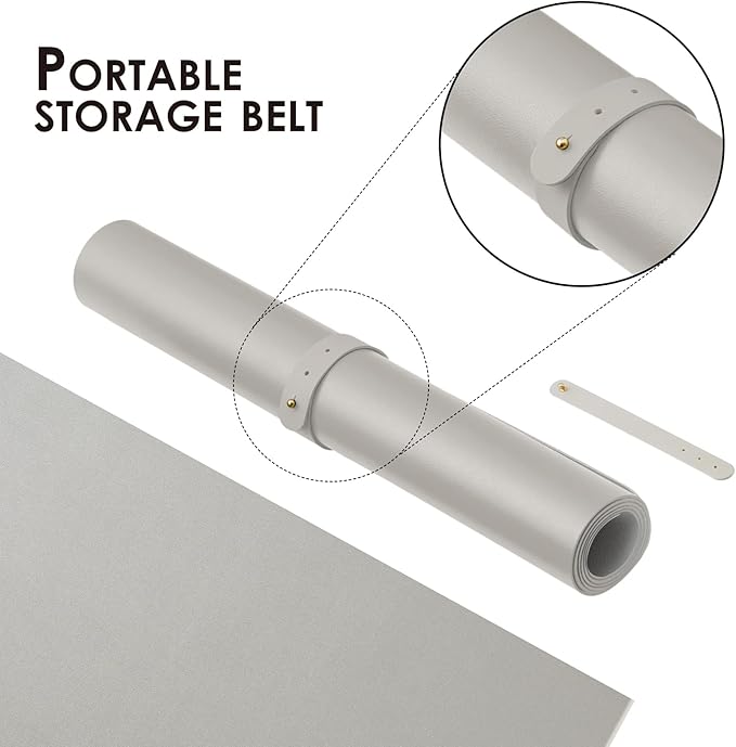 Leather Desk Mat - Non-Slip PU Desk Pad for Office and Home - Desk Organization and Accessories - Ideal for Large Mouse Pad and Desk Mats on Top of Desks (Silver,27.6"x 13.8")