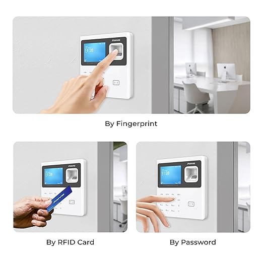 ANVIZ Time Clocks for Employees Small Business - CX2 Fingerprint Biometric Clock in and Out Machine - with Professional Cloud Software (0 Monthly Fee), White