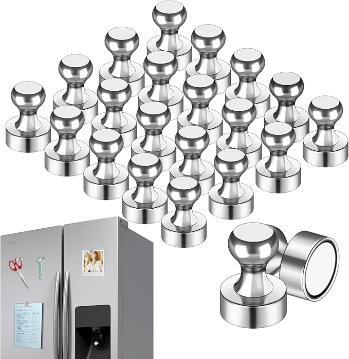 LOVIMAG Fridge Magnets 20Pcs Refrigerator Whiteboard Small Strong Magnet Classroom Kitchen Accessories Decorative Locker Set Decor Must Haves Office Calendar Refrigerador Magnetic Cute Crafts Silver