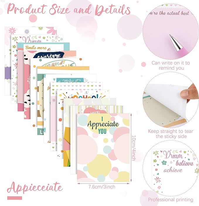 Geyee 24 Pcs Stylish Sticky Notes with Funny Pens Fun Notepads for Adults Coworkers Nurse 3 x 4 Inch to Do List Notepads with Sayings Pen for Lab Week Gifts Teacher Office Supplies