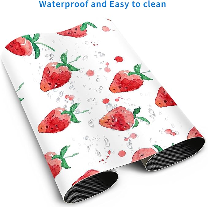 MAYCARI Cute Desk Mat Cartoon Desk Pad Mouse Pad Kawaii Large Strawberry Gaming Mousepad XXL Laptop Keyboard Desktop Writing Pad for Girls Students 31.5"X15.7"