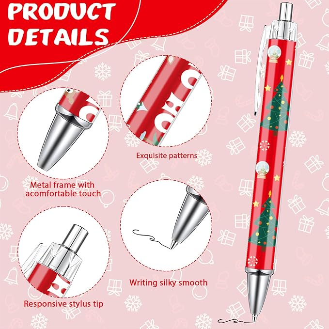 Merry Christmas Ballpoint Pens - 36 Pcs Snowman Santa Claus Candy Penguin Pens Set Retractable Smooth Writing Pen Bulk Gifts for Men Women Office Classroom Bookish Teacher Christmas Gift