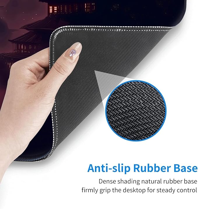 Moonlight Japanese Samurai Mouse Pad Gaming Mousepad Non-Slip Rubber Base Keyboard Pad Desk Mat for Home Office, 31.5 x 11.8 in