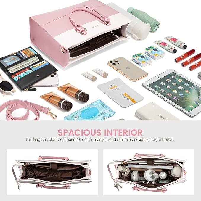 LOVEVOOK Laptop Tote Bag for Women, Work Totes Business Office Computer Briefcase with Clutch Purse