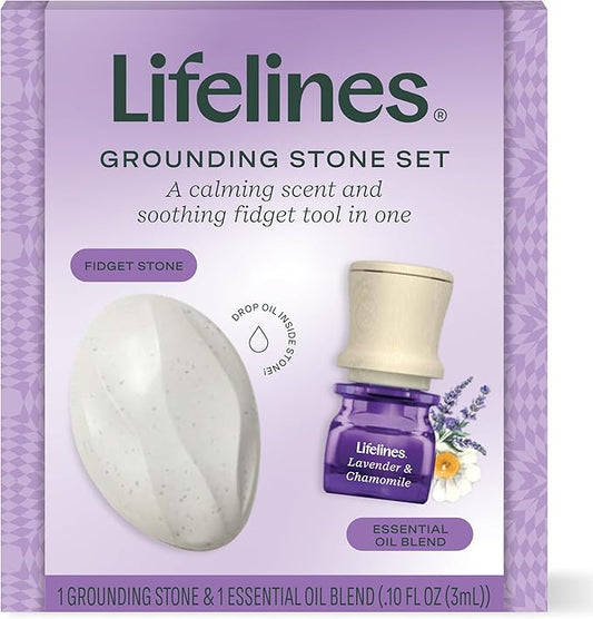 Lifelines Scent-Infused Grounding Stone & Oil Blend Gift Set - Fidgets for Tweens, Teens & Adults with Essential Oil Blend - Stocking Stuffers, White Elephant & Holiday Gifts for Christmas