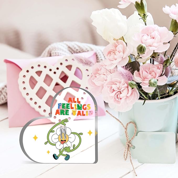 Mental Health Decor, Psychotherapy Office Heart Acrylic Decor, Psychotherapy Affirmations Therapist Office Heart Acrylic Decor, Mental Health Gifts for School Home Tabletop Therapy Office Decor