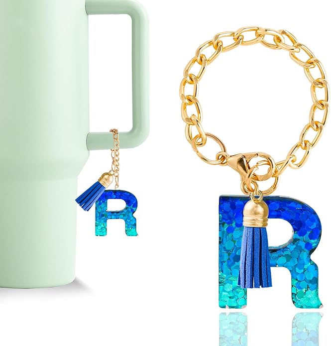 Letter Charm Accessories for Stanley Cup 1 PCS Cute Initial Keychain Handle Charm for Stanley Tumbler for Women