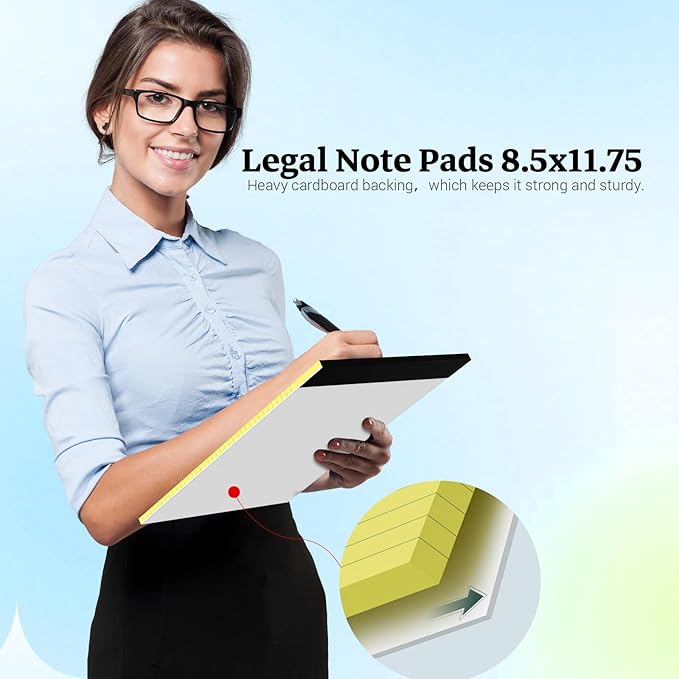 Legal Pads 8.5 x 11 Yellow Note Pads, 2 Pack College Ruled Notepads 8.5 x 11 Lined Paper, Yellow Notebook Paper Writing Pads 30 Sheets Per Legal Pads 8.5x11 for Home Office School Supplies