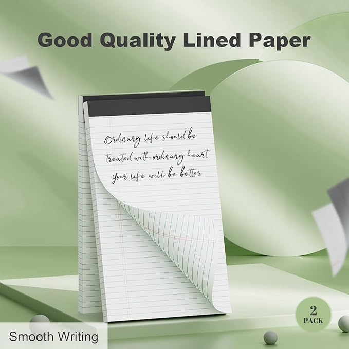 Legal Pads 8.5 x 11 inch Notepad, 2 Pack White Note Pads 8.5'' x 11'' for Work, Double-Side Printed Lined Paper Pads College Ruled White Notepads 30 Sheets Per Writing Pad for School, Home, Office