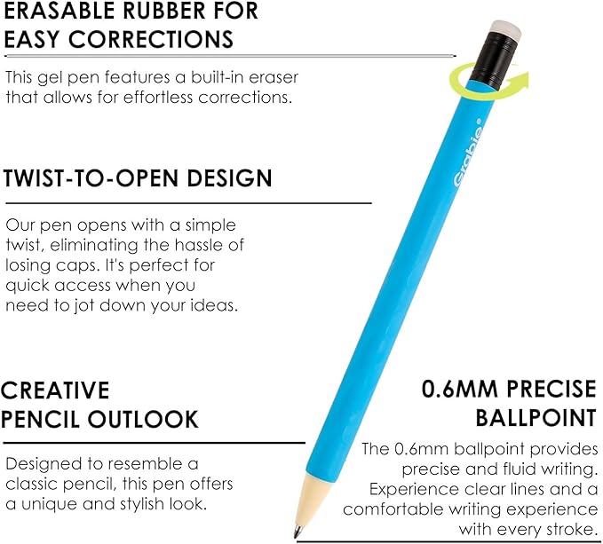 Grabie Erasable Gel Pens, 9 Colors Erasable Pens, Make Mistakes Disappear Colored Pens, Assorted Color Inks for Drawing Writing Planner,Gel Pens for Coloring