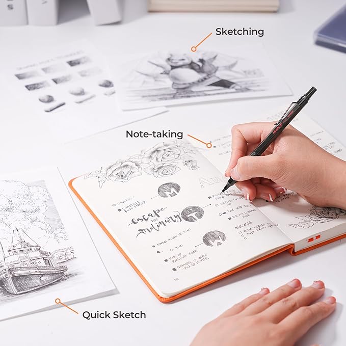 Nicpro 22PCS Art Mechanical Pencil Set, Black Artist Metal Drafting Pencil 0.5 & 0.7 & 0.9 mm & 2PCS 2mm Graphite Lead Holder(4B 2B HB 2H) for Drawing Writing Sketching With Lead Refills Erasers Case