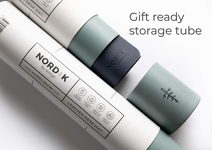 Nordik Leather Desk Mat Cable Organizer (Midnight Blue 35 x 17 inch) Premium Extended Mouse Mat for Home Office Accessories - Felt Vegan Large Leather Desk Pad Protector & Desk Blotter Pads Decor