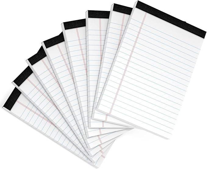 Legal Pads 4x6 Inch College Ruled Small Notepads Writing Note Pads for Work Study Taking Notes To do List, 30 Sheet/Pad Tear-Off Lined Paper Pads Memo & Scratch Pads for Office Home Car School, 8 Pack