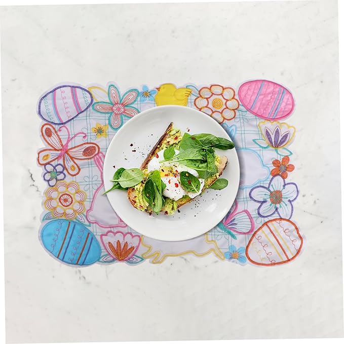 Easter Rabbit Table Mat Handmade Embroidered Easter Egg Placemats Seasonal Kitchen Decor Party Dining Table Decoration