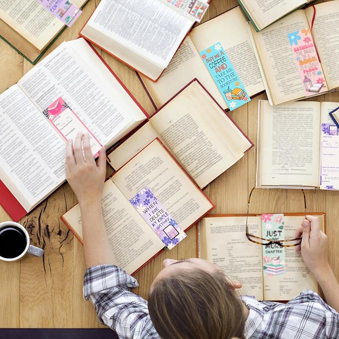 LiYiQ 100 Pcs Book Lovers Bookmarks Double-Sided Bookmark Page Markers Book Markers Set for Kids Reading Bookmarks Gift for Women