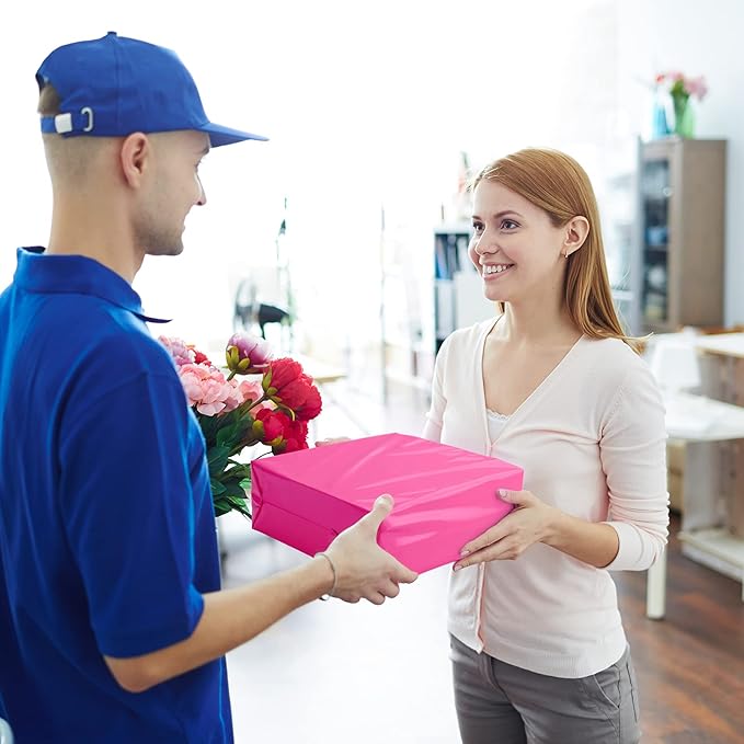 Metronic Poly Mailers 12x15.5 500 Pack Pink, Midium Size Shipping Bags Strong Adhesive Mailing Bags, Waterproof and Tear-Proof Shipping Envelopes for Clothing, Small Business, Postal Bags