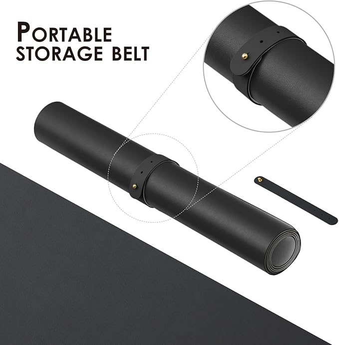 Leather Desk Mat - Small Non-Slip PU Desk Pad for Office and Home - Desk Organization and Accessories - Ideal for Large Mouse Pad and Small Desk Mats on Top of Desks (Black,23.6"x 13.8")