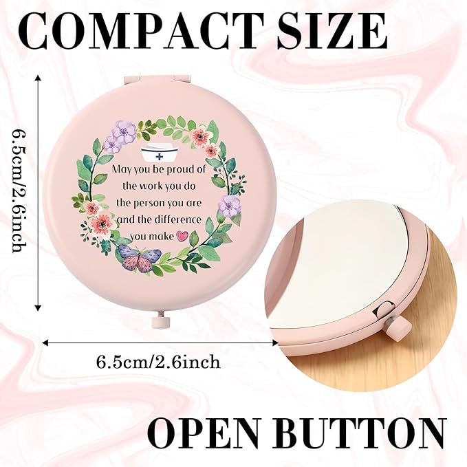 Nurse Christmas Birthday Gifts for Women Grils Nurse Week Day Gifts Stocking Stuffers Nursing Pink Makeup Mirror Nurses Practitioner Gift Graduation Appreciation Inspirational Gift for Nurses