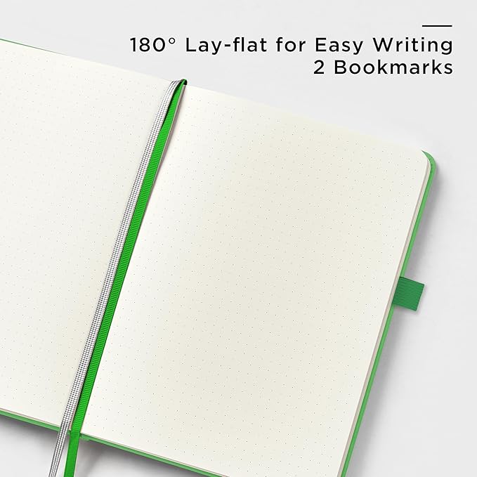 &And Per Se Dotted Journal Notebook, A5 Hardcover Bullet Dotted Journal, 160 Pages 100 gsm Thick Paper, 3 Sheets of Stickers Included - 5.7'' x 8''（Emerald）