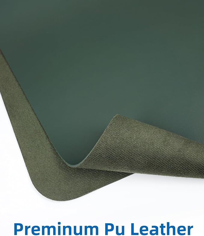 Leather Desk Pad Blotter,Mouse Pad,Office Desk Mat, Non-Slip PU Leather Desk mat,Large Desk mat,Waterproof Keyboard mat for Office/Home/Decor (Dark Green,31.5" x 15.7")