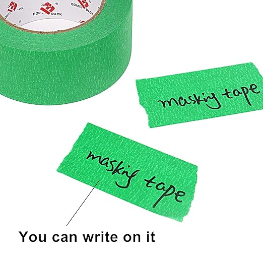 BOMEI PACK Green Painters Tape 2 inch Wide, Medium Adhesive Green Masking Tape 2 inch x 55 Yards (220 Total Yards) 4 Rolls, Residue-Free Wall Trim Tape for Painting, DIY Crafting, Decoration