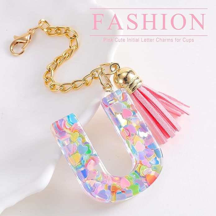 Letter Charm Accessories for Stanley Cup 1 PCS Cute Initial Keychain Handle Charm for Stanley Tumbler for Women