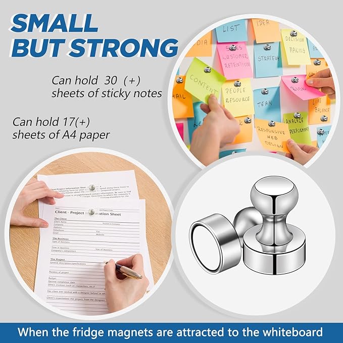 LOVIMAG Fridge Magnets 20Pcs Refrigerator Whiteboard Small Strong Magnet Classroom Kitchen Accessories Decorative Locker Set Decor Must Haves Office Calendar Refrigerador Magnetic Cute Crafts Silver