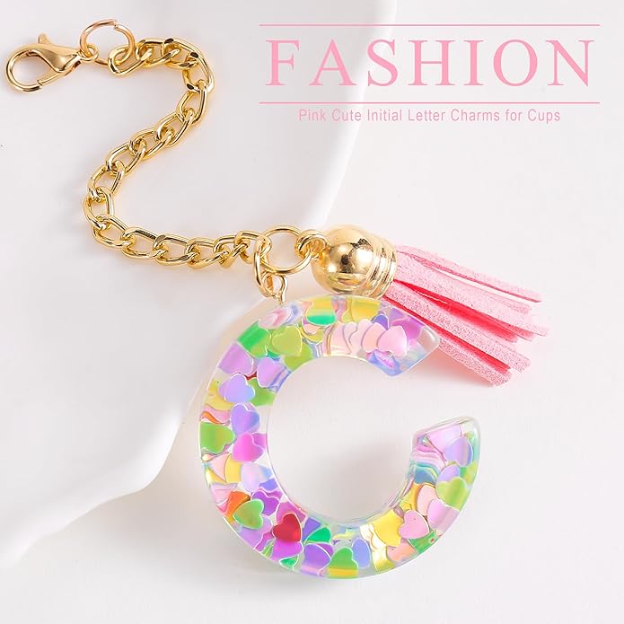 Letter Charm Accessories for Stanley Cup 1 PCS Cute Initial Keychain Handle Charm for Stanley Tumbler for Women