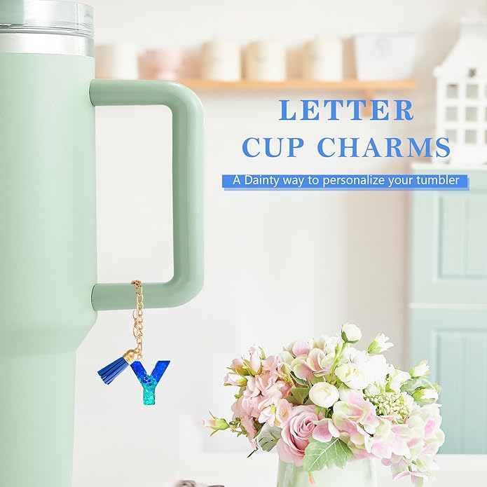 Letter Charm Accessories for Stanley Cup 1 PCS Cute Initial Keychain Handle Charm for Stanley Tumbler for Women