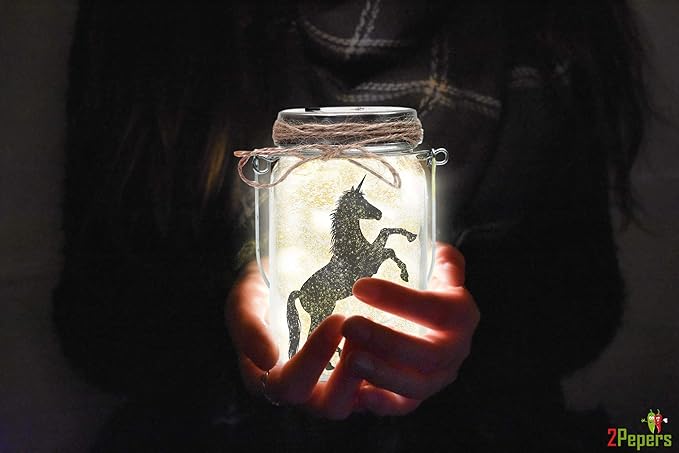2Pepers DIY Fairy and Unicorn Nightlight Craft Kit (2 Pack), Fairy Lantern Jars Arts and Crafts for Girls, Make Your Own Unicorn Lamp Decor Craft Project, Gifts for Kids