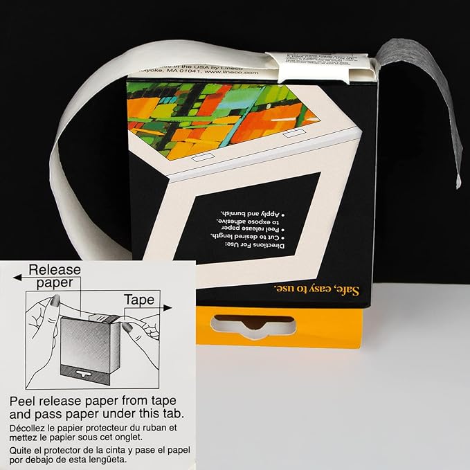 Lineco Self-Adhesive Linen Hinging Tape, 1.25 Inch x 35 Feet, Neutral pH Acrylic Adhesive, Acid-Free, Hinging Artwork, White