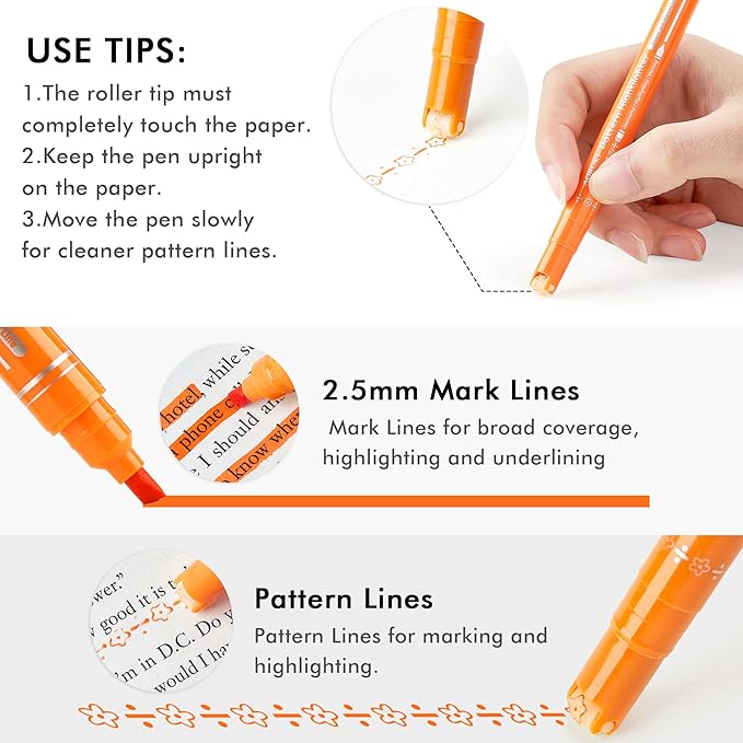 12 Colored Curve Highlighter Pen Set, 10 Different Shapes Dual Tip Marker Highlighters for Journaling Drawing Note Taking,Curve Highlighter pens for Planner Scrapbook School Supplies