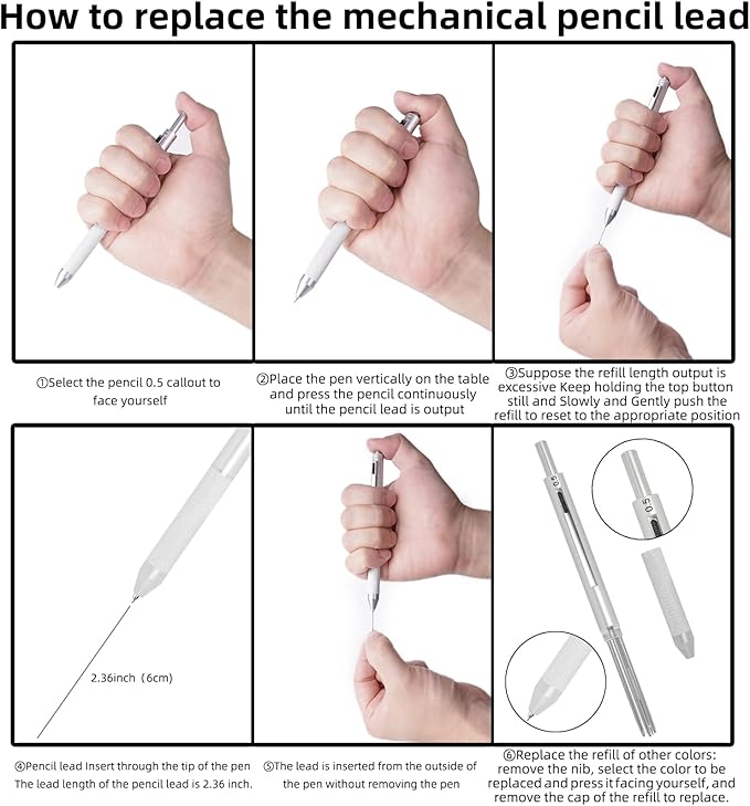 4-in-1 Four-Color Multifunctional Pen, Black/Red/Blue Ballpoint Pen and 0.7mm Mechanical Pencil, Metal Case Pen, Great Gift for Friends, Loved Ones (Black)