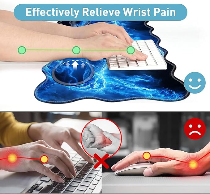 Large Mouse Pad and Keyboard Wrist Rest, Desk Pad for Keyboard and Mouse, 4-in-1 Large Gaming Mouse Pad with Wrist Support, Desk Mat for Home Office Study Game-Smoke Skull