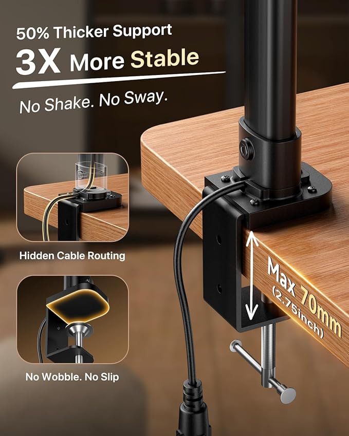 ONEMIX 42" LED Desk Lamp with Clamp, Architect Desk Light with Remote, Adjustable 4-Segment Bar, 1800LM Bright, Eye-Caring Desk Lamp for Home Office, Reading, Study, Dual Monitors, Workbench (Black)