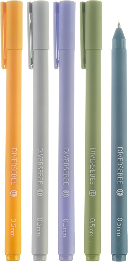 DIVERSEBEE Assorted Gel Ink Pens, 0.5 mm Gel Pens Fine Point, Cute Fine Tip Bible Pens No Bleed Through, Bible Study Journaling Supplies, 5 Pack Set (Cactus)