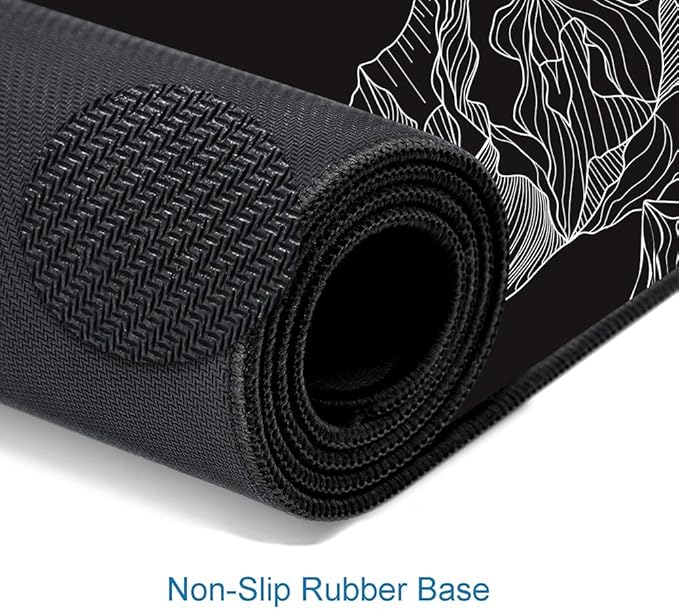 Large Mouse Pad Gaming, Mousepad with Stitched Edges, Non-Slip Rubber Base Keyboard Mouse Mat Desk Pad for Work, Game, Office, Home, Black and White Abstract Mountain